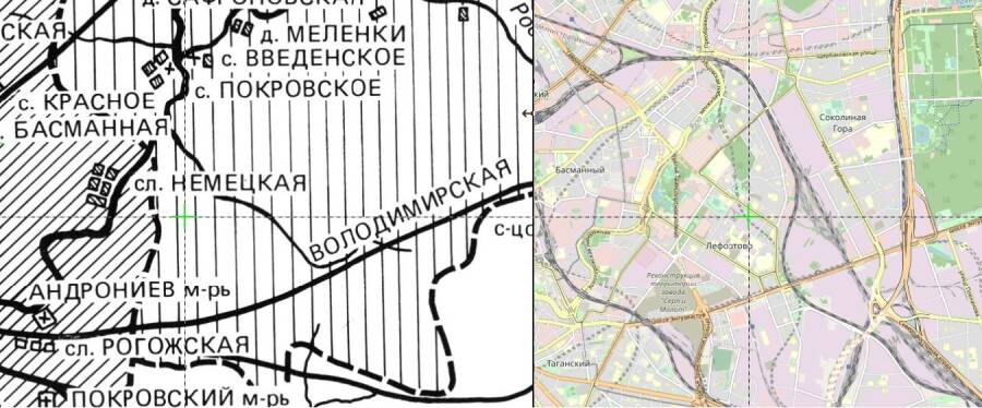 Соотношене мест петровского детства и современного расположения Лефортово