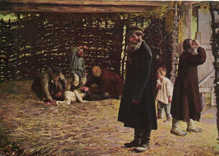 Н.В. Орлов. «Недавнее прошлое. (Перед поркой)».  1904 год