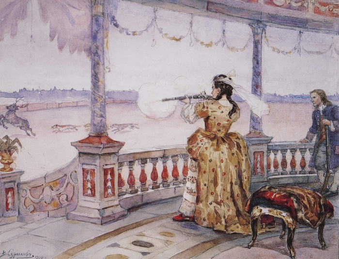 Анна Иоанновна в Петергофе стреляет оленей. Художник В.И. Суриков. 1900 год